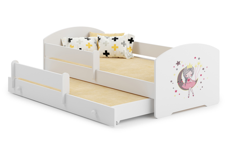 Łóżko dziecięce podwójne wysuwane LUK II 160x80 - Śpiąca Księżniczka