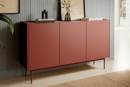Komoda COLETTE 144 cm - Ceramiczny Czerwony / Dąb Linea