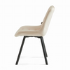 Zestaw 4 krzeseł ROXY tapicerowanych welurowych pikowanych - kolor Kremowy, nogi Czarne