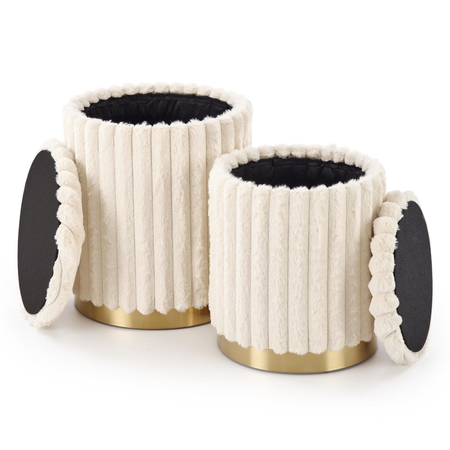 Zestaw 2 puf MIRELLA - Kremowy 