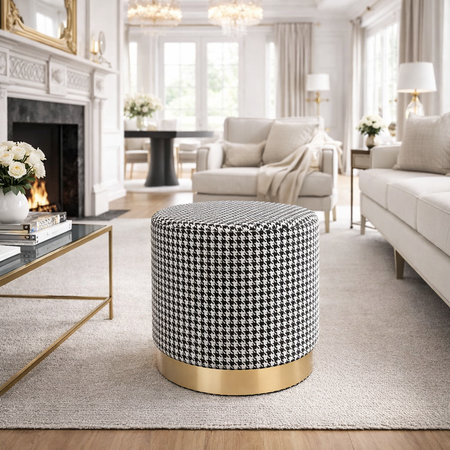 Pufa MELISA Czarno - Biała Pepitka