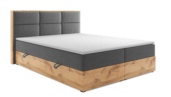 Łóżko kontynentalne tapicerowane KRES 200x160cm - kolor Dąb wotan