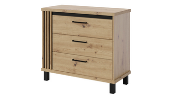 Komoda NADI 92 cm Lamel - kolor Dąb artisan / czarny