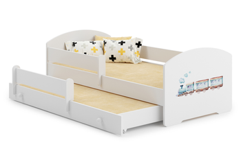 Łóżko dziecięce podwójne wysuwane LUK II 160x80 - Pociąg