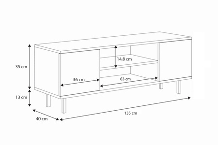 Szafka RTV Focus kaszmir 135 cm - nogi czarne