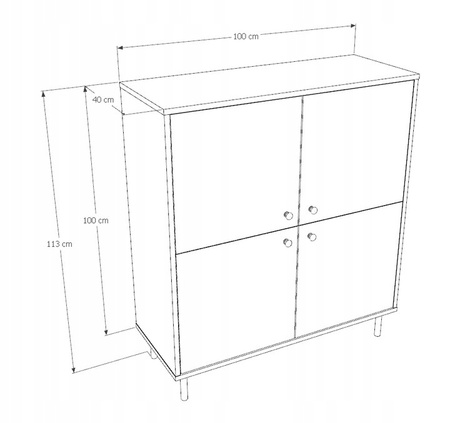 Komoda czterodrzwiowa VENUS 113x100 cm - Kaszmir