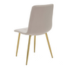 Krzesło NEL tapicerowane welurowe pikowane - kolor Beżowy, nogi Złote