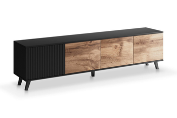 Szafka RTV MODERN 200 cm loft - Dąb Wotan / Czarny