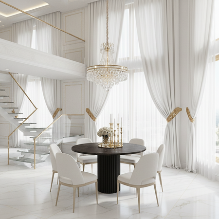 Stół okrągły VENTI 100 cm - Czarny Marmur