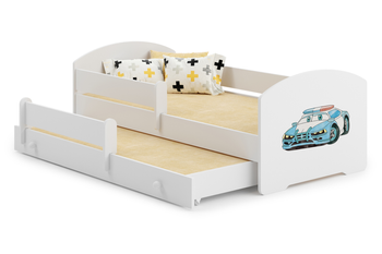 Łóżko dziecięce podwójne wysuwane LUK II 160x80 - Policja