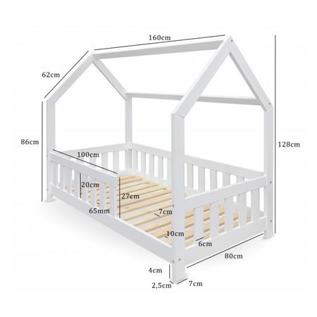 Łóżko Domek DUBI dziecięce 160x80 - kolor Biały