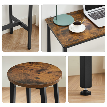 Stół barowy z dwoma taboretami RUSSELL - Ciemny brąz