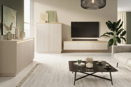 Komoda PRESTIGE 154 cm - Beżowy / Złoty