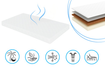 Materac pianka-kokos  200x80x10 cm pikowany pokrowiec