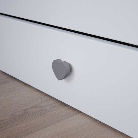 Łóżko dziecięce EMMA 160x80 barierka szuflada uchwyty serduszka - Biały / Szary