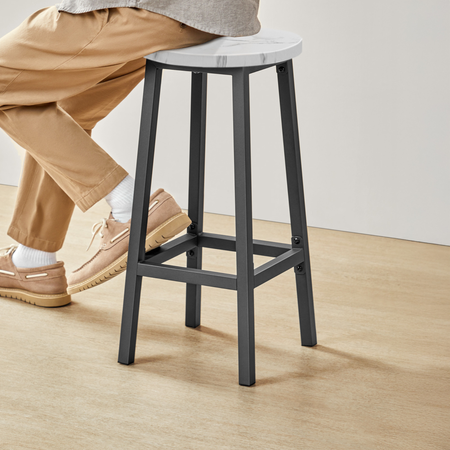 Taboret barowy NORDEN - Marmur / Nogi czarne