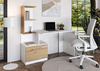 Biurko MIRO komputerowe z regałem i szafką - kolor Biały / Dąb Artisan