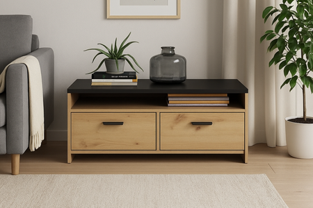 Szafka RTV MILAN 100 cm - Dąb Artisan / Czarny