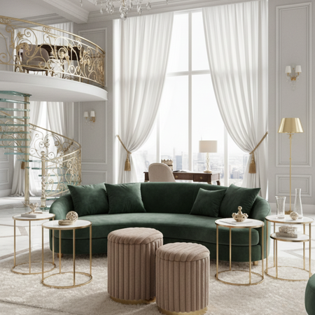 Zestaw 2 puf MIRELLA - Cappuccino