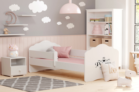 Łóżko dziecięce FALA 160x80 barierka grafika - Princess