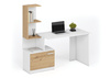 Biurko MIRO komputerowe z regałem i szafką - kolor Biały / Dąb Artisan