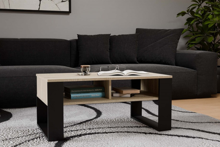 Stolik kawowy Ława MODI dwie półki - Dąb Sonoma / Czarny