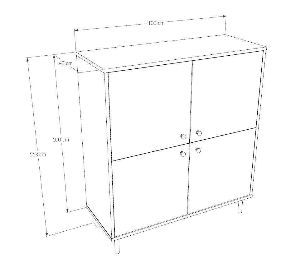 Wysoka komoda czterodrzwiowa Venus kaszmir złote metalowe nóżki