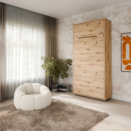 Półkotapczan pionowy rozkładany VERTO 90x200 składany w szafę - Dąb Artisan