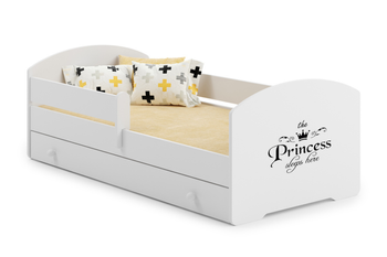 Łóżko pojedyncze LUK 160x80 z barierką i szufladą - Princess