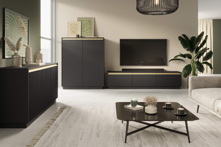 Komoda PRESTIGE 104 cm - Czarny / Złoty