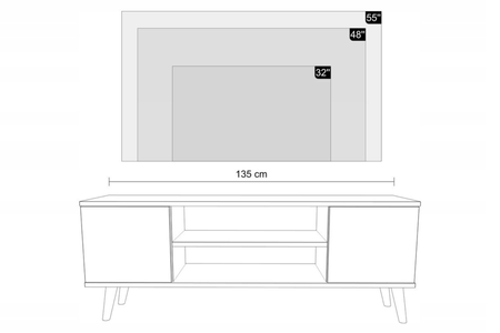 Szafka RTV FOCUS 135 cm skandynawska nogi drewniane - Biały