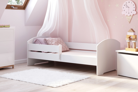 Łóżko dziecięce LUK 160x80 barierka - Biały
