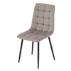 Zestaw 4 krzeseł MIRA tapicerowanych welurowych pikowanych - kolor Beżowy, nogi Czarne