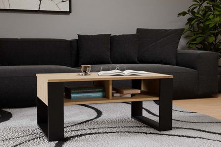 Stolik kawowy Ława MODI dwie półki - Dąb Artisan / Czarny