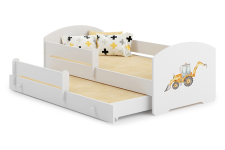 Łóżko dziecięce podwójne wysuwane LUK II 160x80 - Koparka