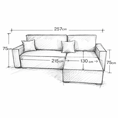 Narożnik ELVAR PRAWO/LEWO STRONNY - Szary