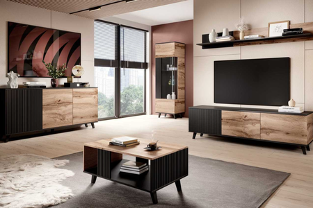 Stolik kawowy Ława MODERN loft - Dąb Wotan / Czarny