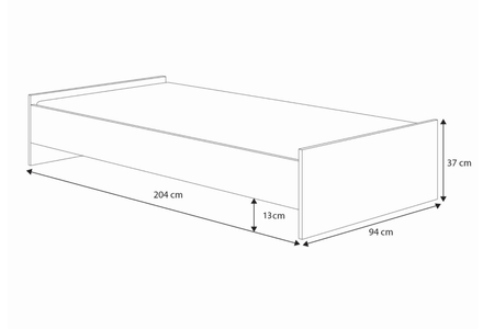 Łóżko młodzieżowe KARO 200x90 - Białe / Szare