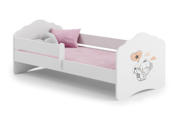 Łóżko dziecięce FALA 160x80 barierka grafika - Słonik