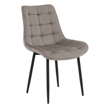 Krzesło VOX tapicerowane welurowe pikowane - kolor Cappuccino, nogi Czarne
