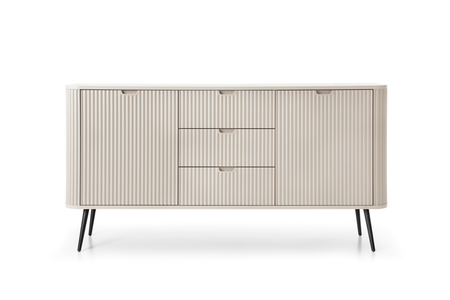 Komoda ZOYA 168 cm fronty ryflowane, nóżki metalowe loft - Kaszmir