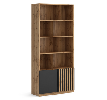 Regał KRES 200x90 cm Lamel - kolor Dąb wotan / czarny