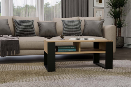 Stolik kawowy Ława MODI dwie półki - Dąb Artisan / Czarny