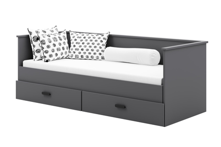 Łóżko podwójne HELIOS 200x160 - Szare, z materacem
