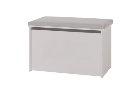 Skrzynia na zabawki DARIA - Biała, panel szary