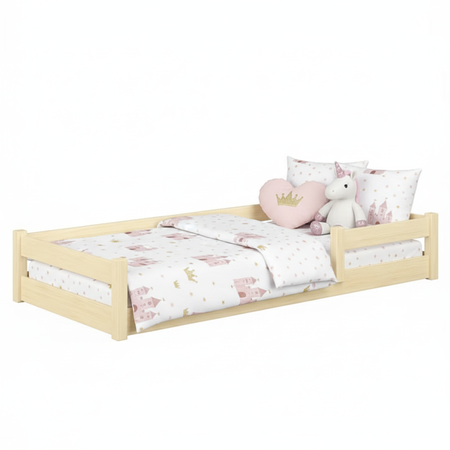 Łóżko podłogowe niskie LILI 90x200 cm - Naturalne Drewno