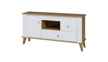 Szafka RTV SANI 134 cm - kolor Dąb grand / biały połysk