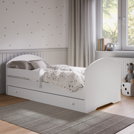 Łóżko dziecięce LUK 180x80 barierka szuflada - Biały