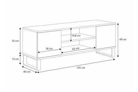 Szafka RTV Focus 135 cm - loft dąb craft/czarny