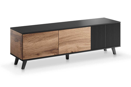 Szafka RTV MODERN 180 cm loft - Dąb Wotan / Czarny